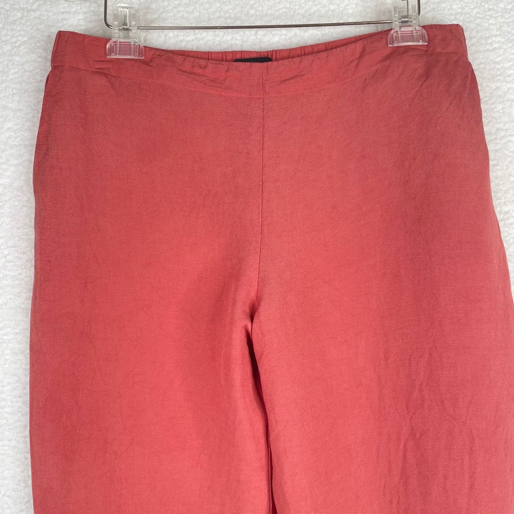 Liz Claiborne Career Coral Pink Linen Blend Straight Leg Ankle Pants Womens 12